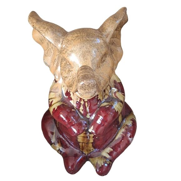 Apropos Drip Glaze Elephant Statue Figurine 10” Gold Trunk Up Lucky Art Pottery - Picture 5 of 16